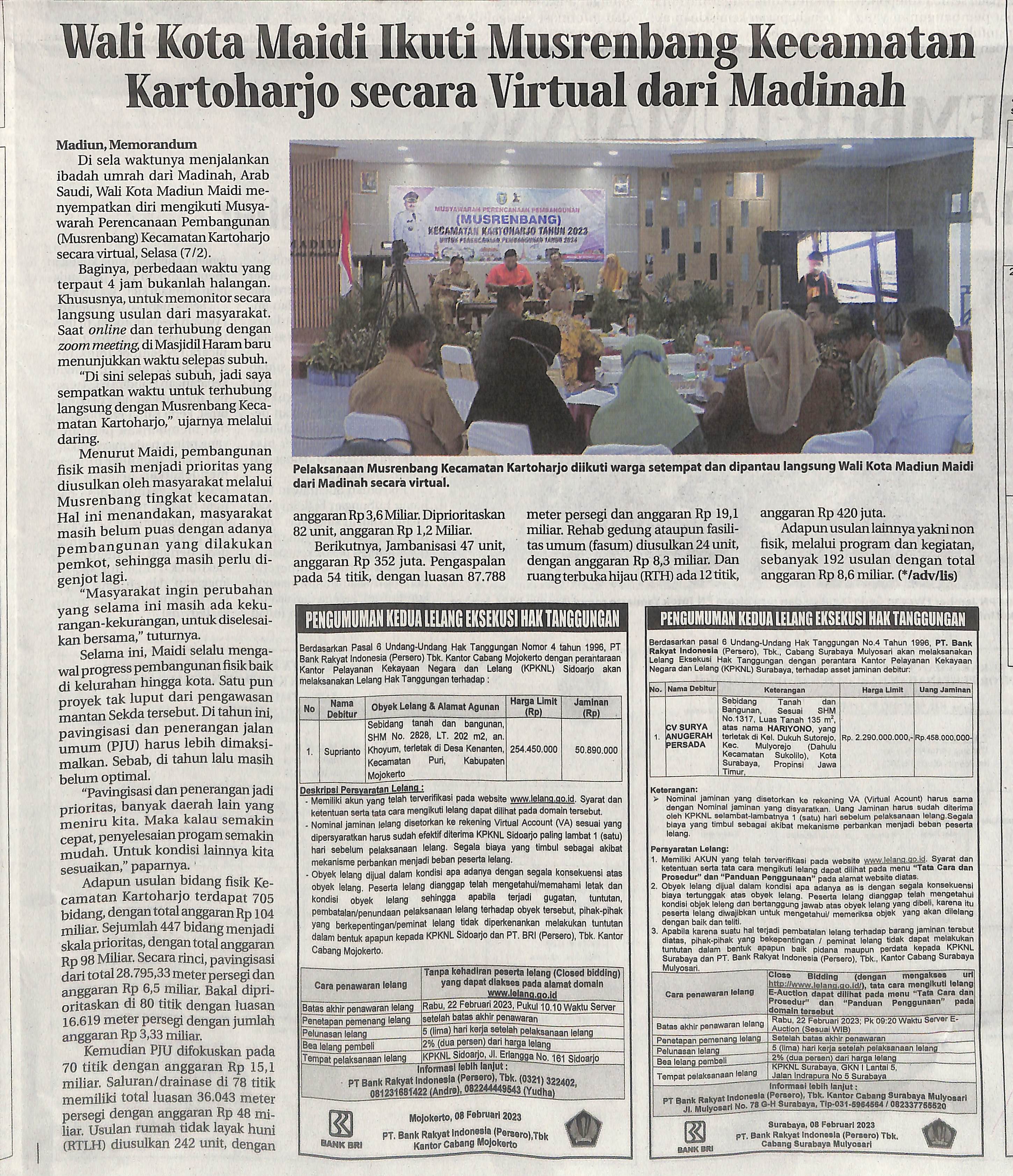 Wali Kota Maidi Ikuti Musrenbang Kecamatan Kartoharjo secara Virtual dari Madinah