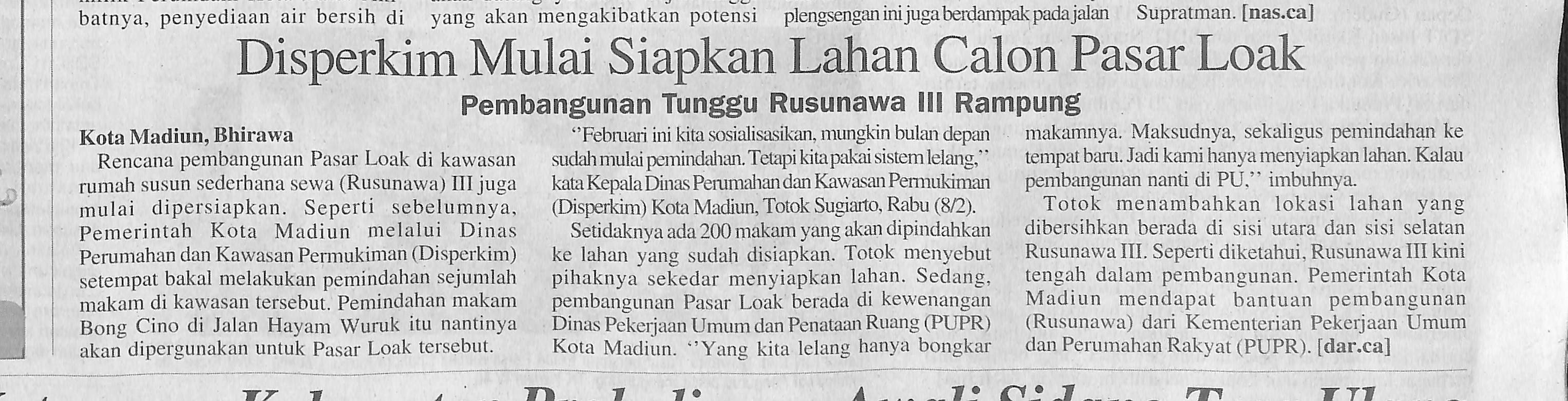 Disperkim Mulai Siapkan Lahan Calon Pasar Loak, Pembangunan Tunggu Rusunawa III Rampung