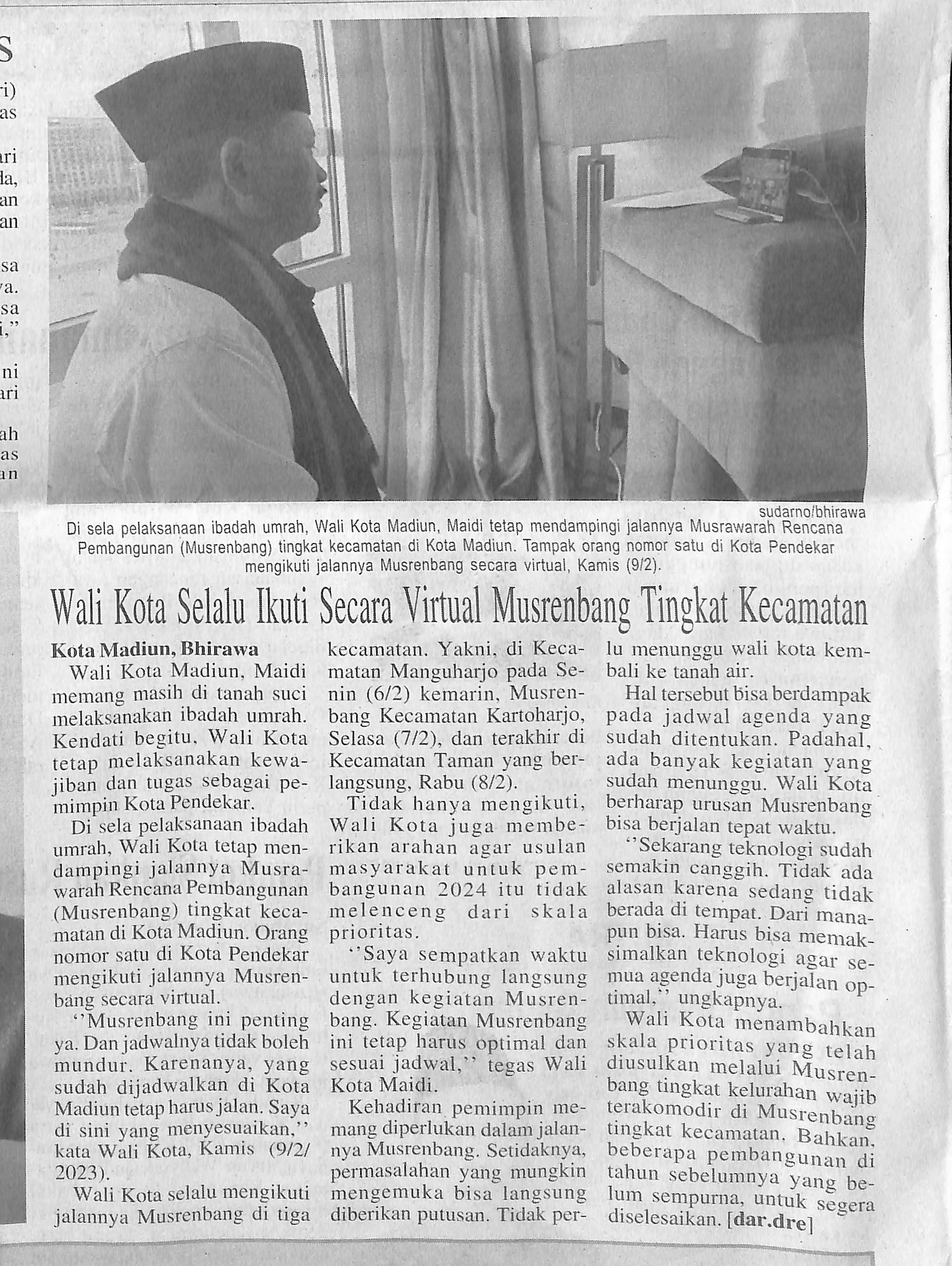 Wali Kota Selalu Ikuti Secara Virtual Musrenbang Tingkat Kecamatan