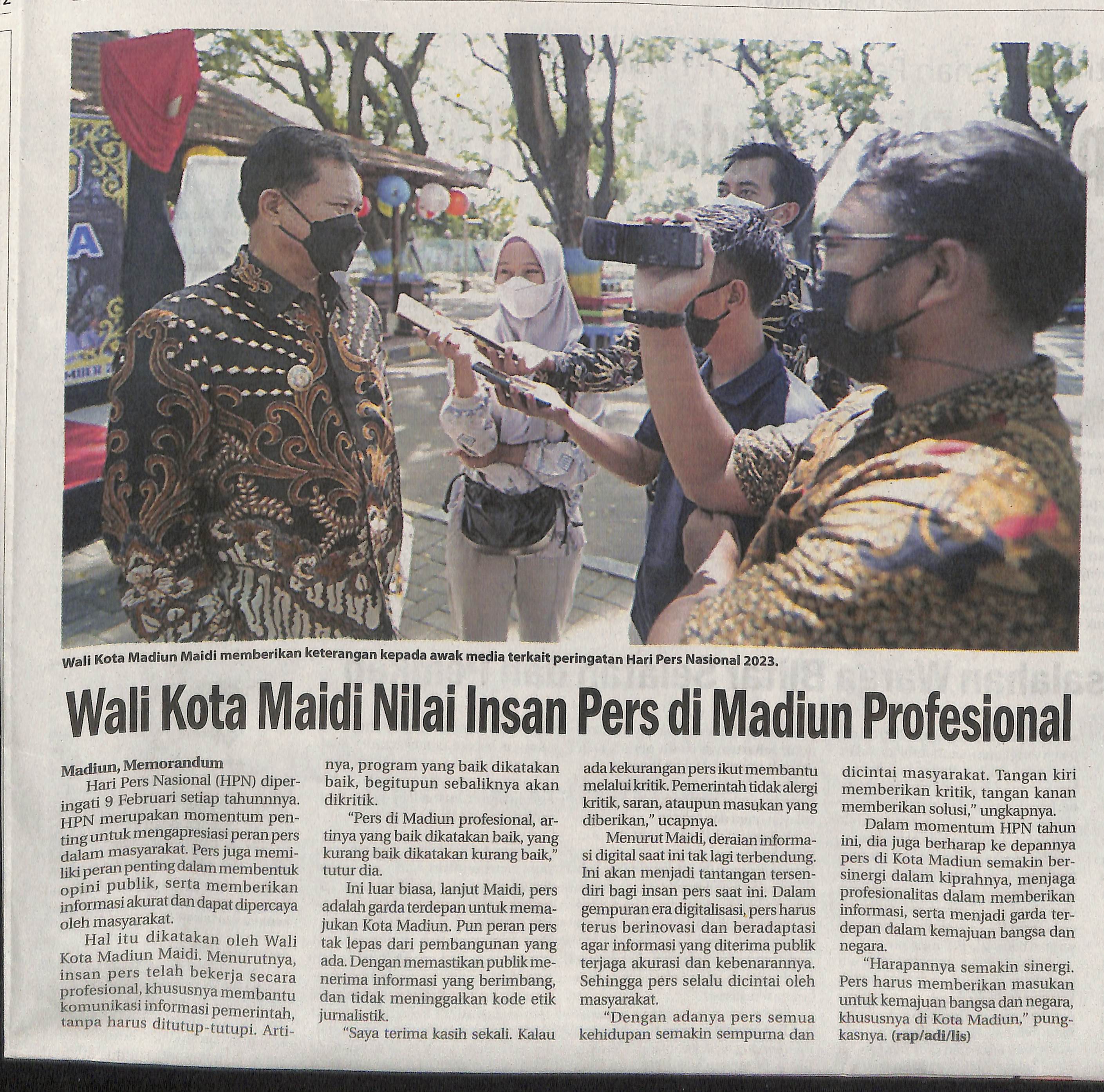 Wali Kota Maidi Nilai Insan Pers di Madiun Profesional