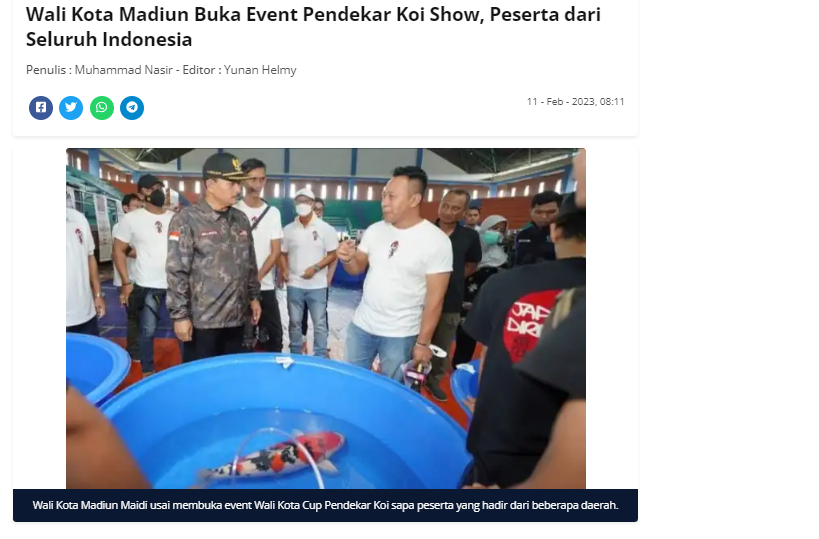 Wali Kota Madiun Buka Event Pendekar Koi Show, Peserta dari Seluruh Indonesia