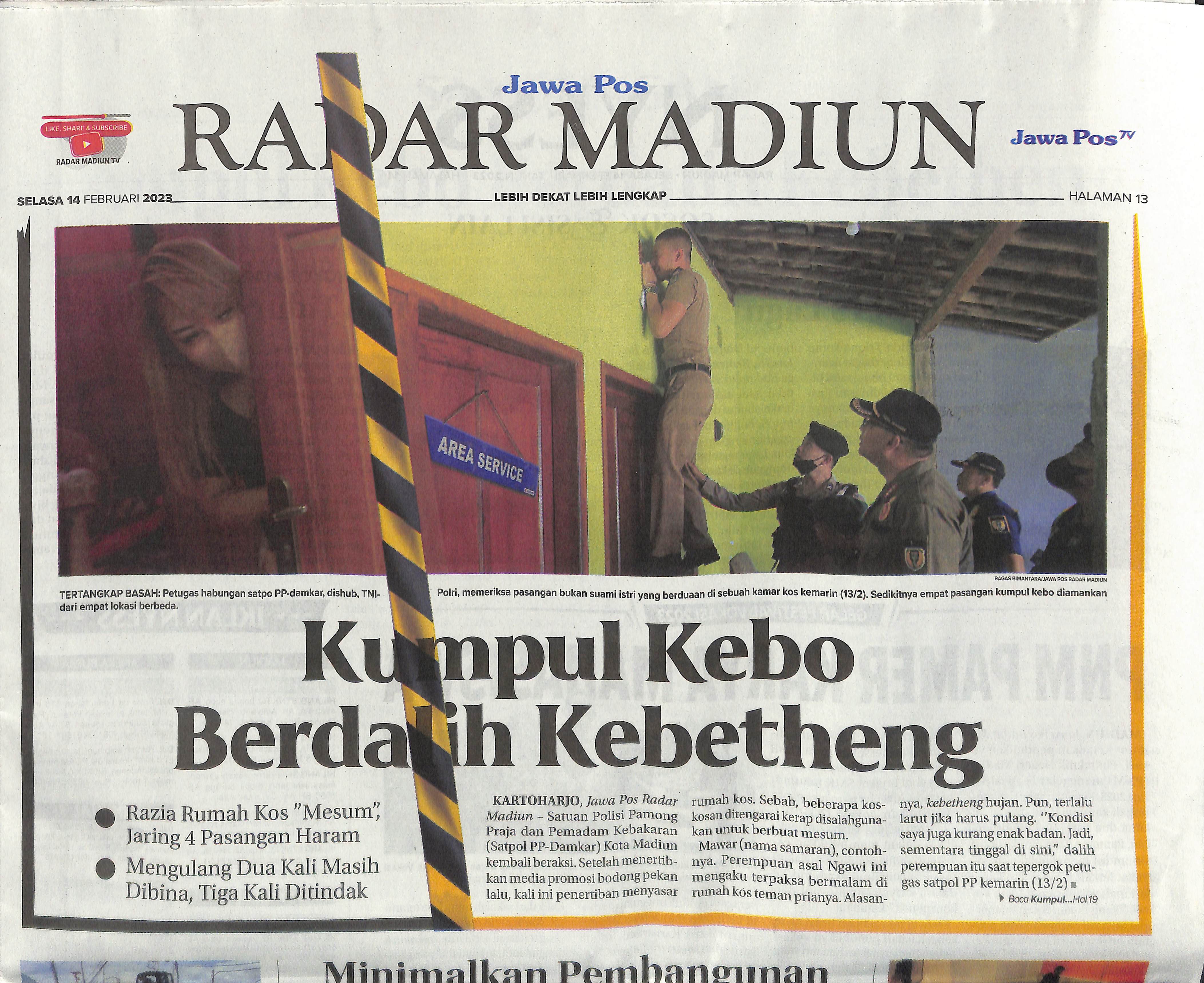 Kumpul Kebo Berdalih Kebetheng, Razia Rumah Kos "Mesum " Jaring 4 Pasangan Haram