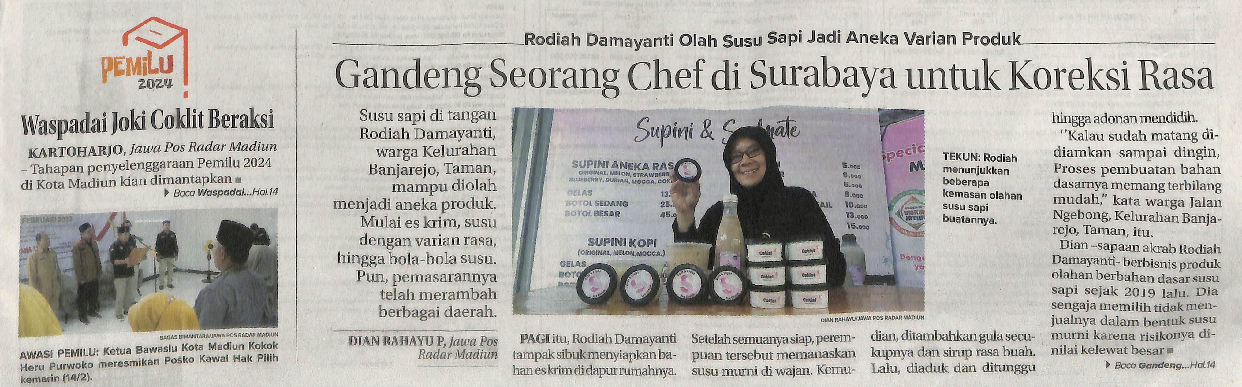 Rodiah Damayanti Olah Susu Sapi Jadi Aneka Varian Produk, Gandeng Seorang Chef di Surabaya untuk Koreksi Rasa