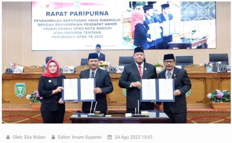 Sah! Fraksi DPRD Setujui Raperda P-APBD 2022 Kota Madiun
