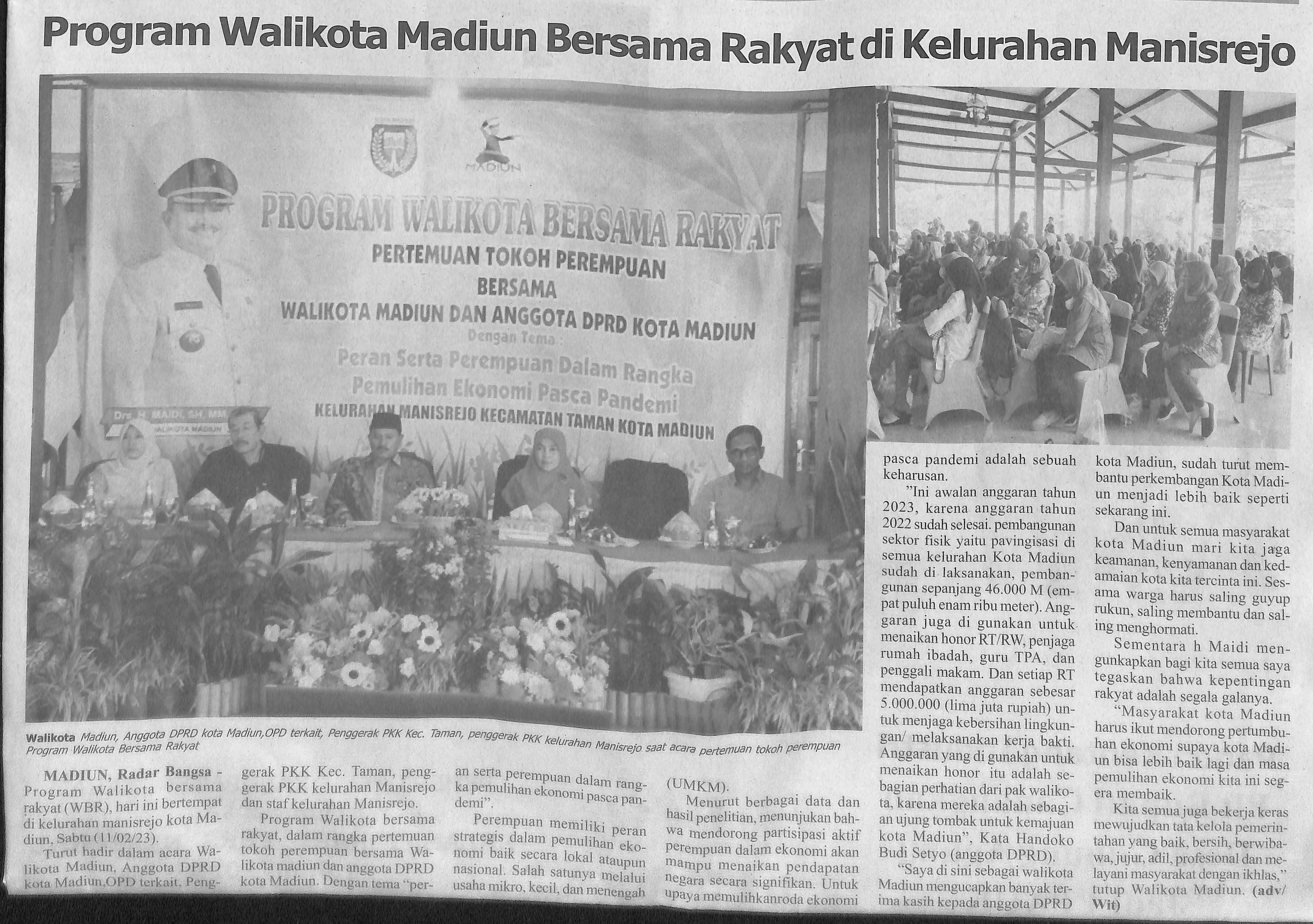 Program Wali Kota Madiun Bersama Rakyat di Kelurahan Manisrejo