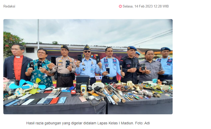 Sidak Gabungan di Lapas Madiun, Ini Temuannya