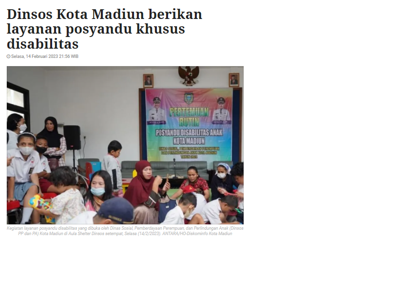 Dinsos Kota Madiun berikan layanan posyandu khusus disabilitas