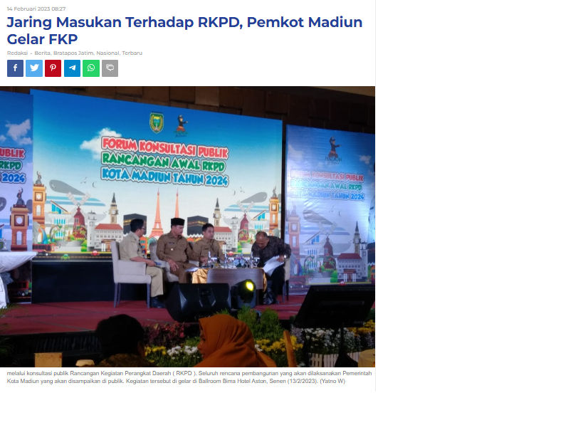 Jaring Masukan Terhadap RKPD, Pemkot Madiun Gelar FKP