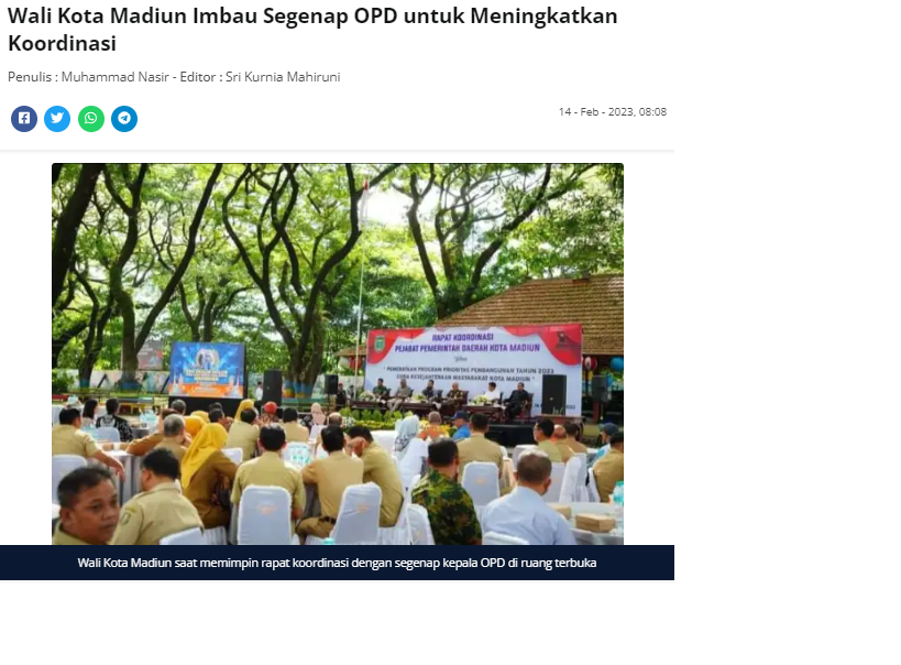 Wali Kota Madiun Imbau Segenap OPD untuk Meningkatkan Koordinasi
