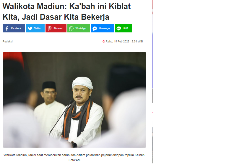 Walikota Madiun: Ka'bah ini Kiblat Kita, Jadi Dasar Kita Bekerja