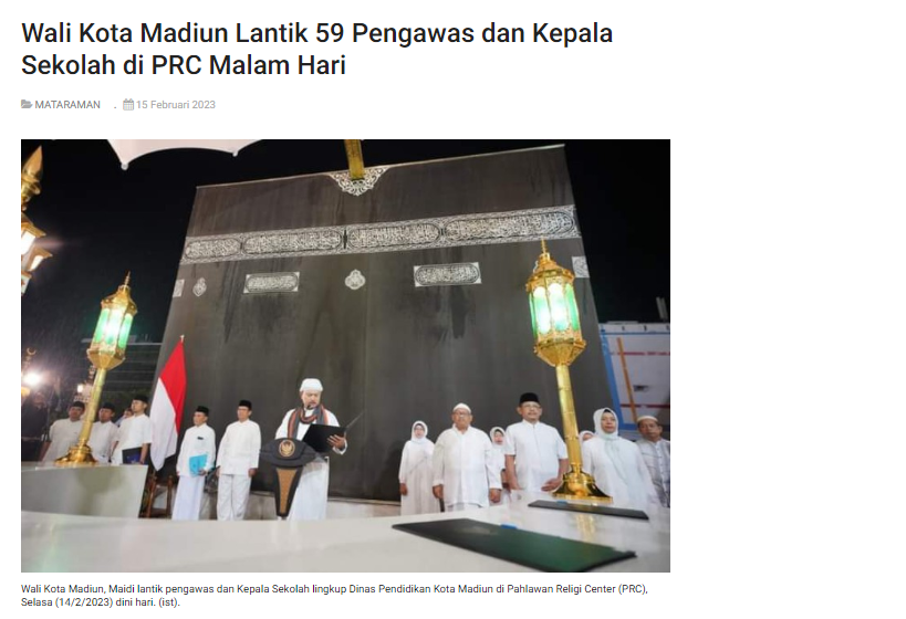 Wali Kota Madiun Lantik 59 Pengawas dan Kepala Sekolah di PRC Malam Hari