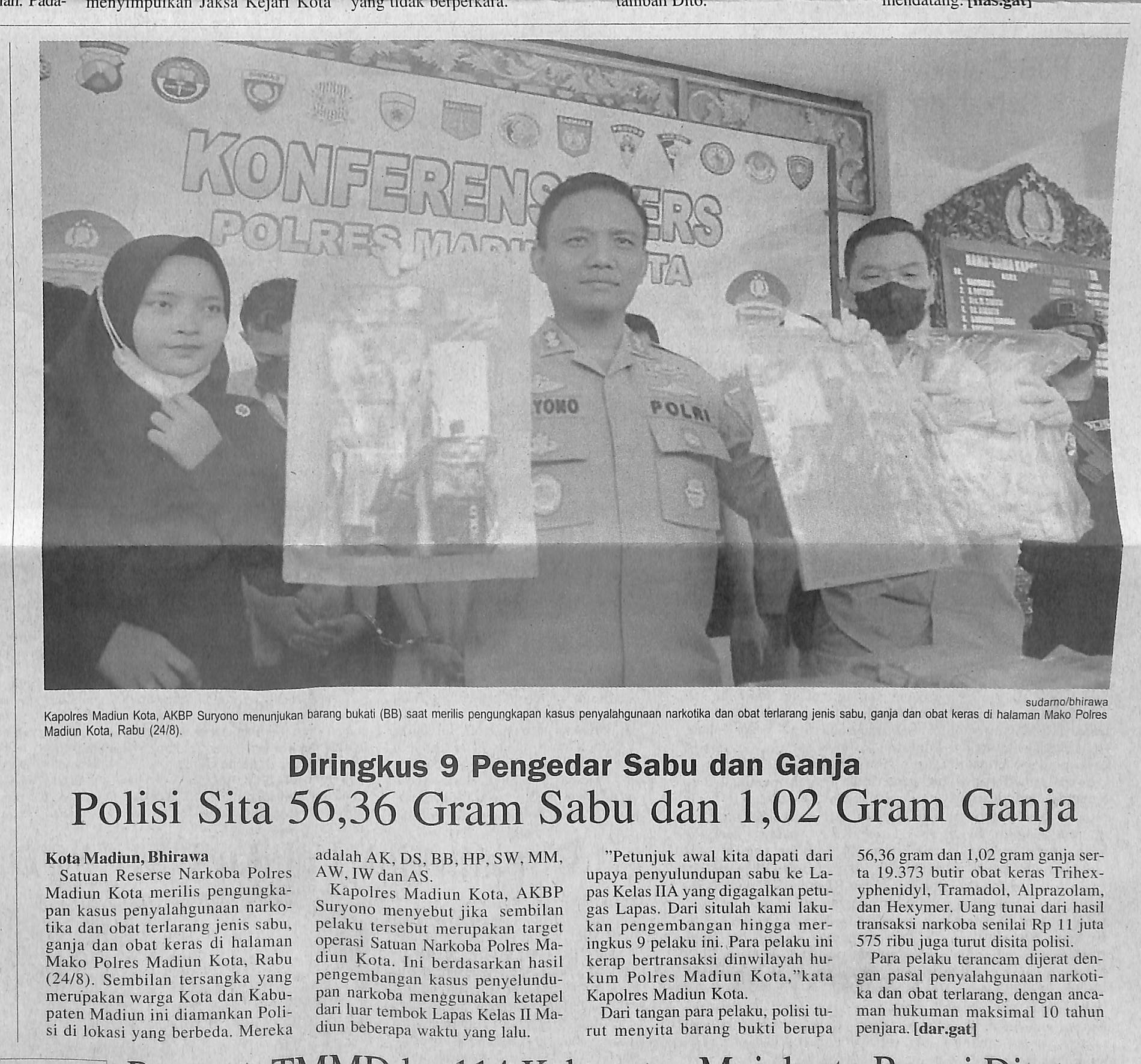 Diringkus 9 Pengedar Sabu dan Ganja, Polisi Sita 56,36 Gram Sabu dan 1,02