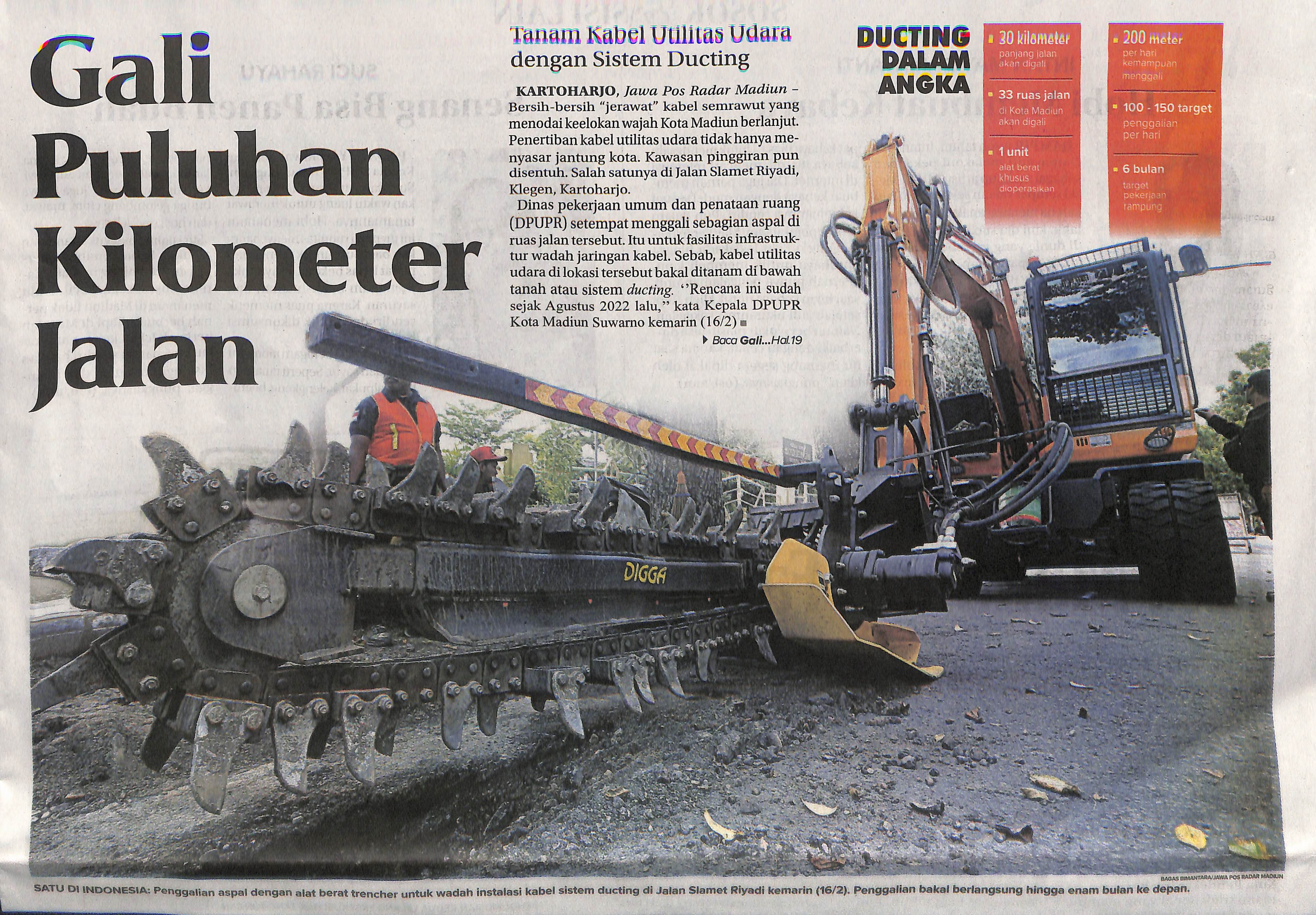 Gali Puluhan Kilometer Jalan, Tanam Kabel Utilitas Udara dengan Sistem Ducting