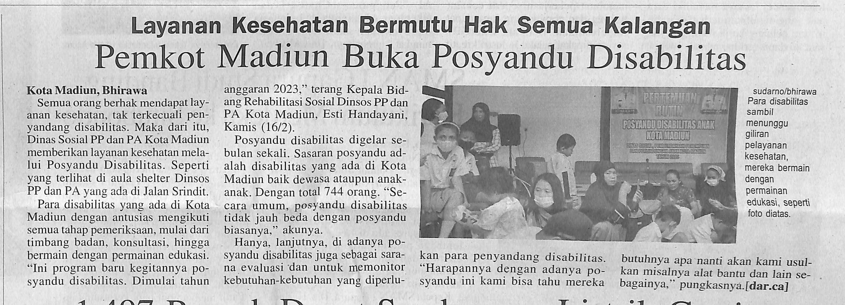Layanan Kesehatan Bermutu Hak Semua Kalangan, Pemkot Madiun Buka Posyandu Disabilitas