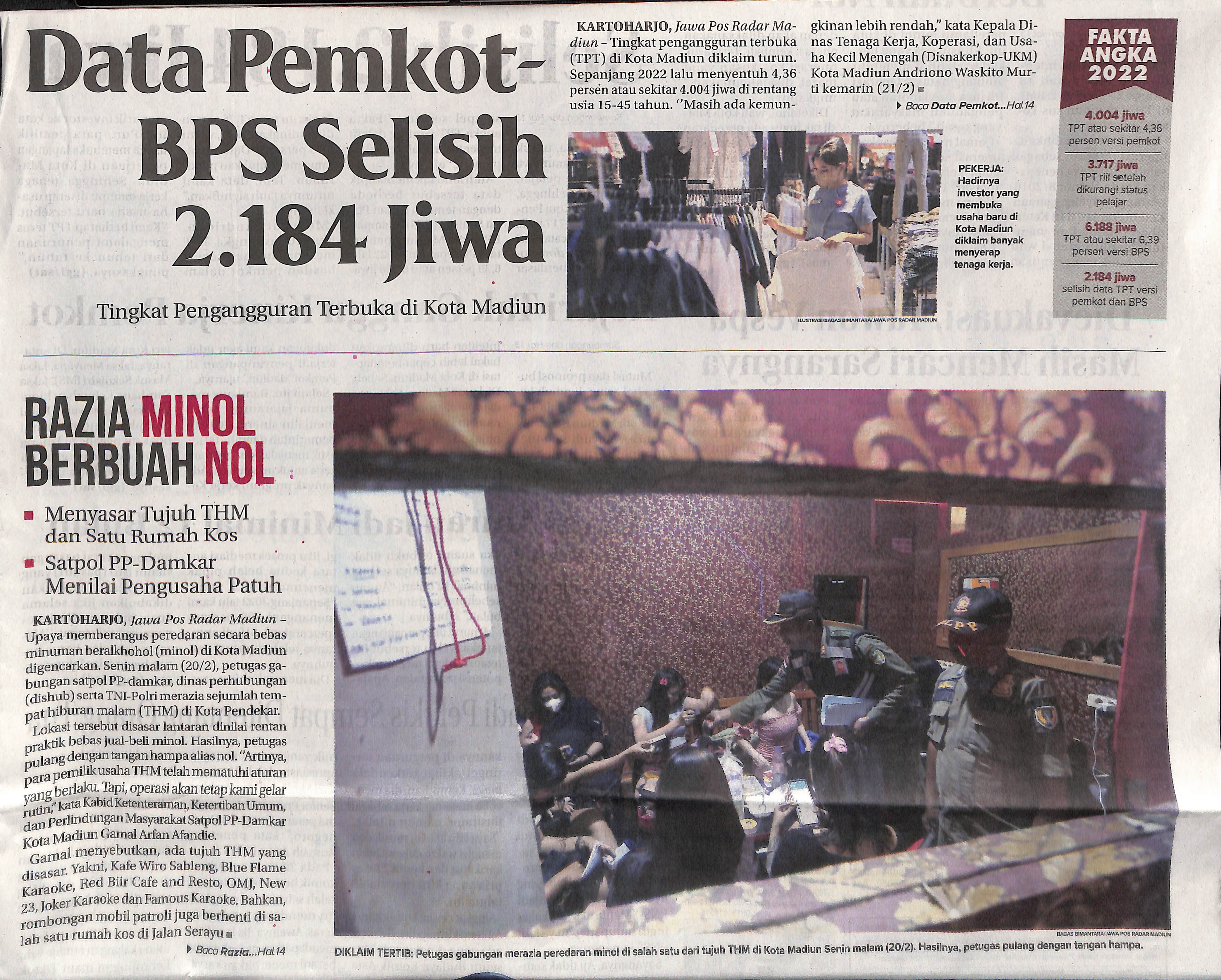 Data Pemkot BPS Selisih 2.184 Jiwa, Tingkat Pengangguran Terbuka di Kota Madiun