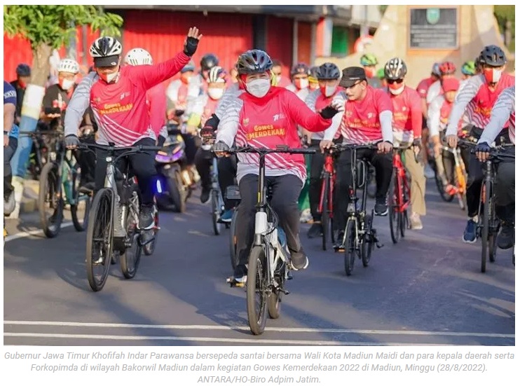 Gowes Kemerdekaan di Madiun, Khofifah bangun semangat nasionalisme warga