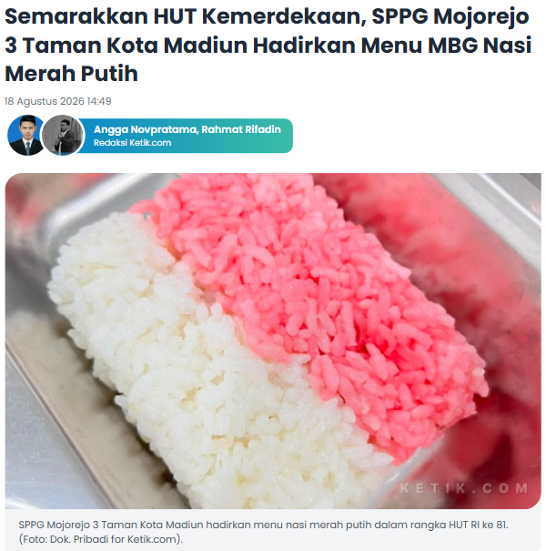 3 Taman Kota Madiun Hadirkan Menu MBG Nasi Merah Putih