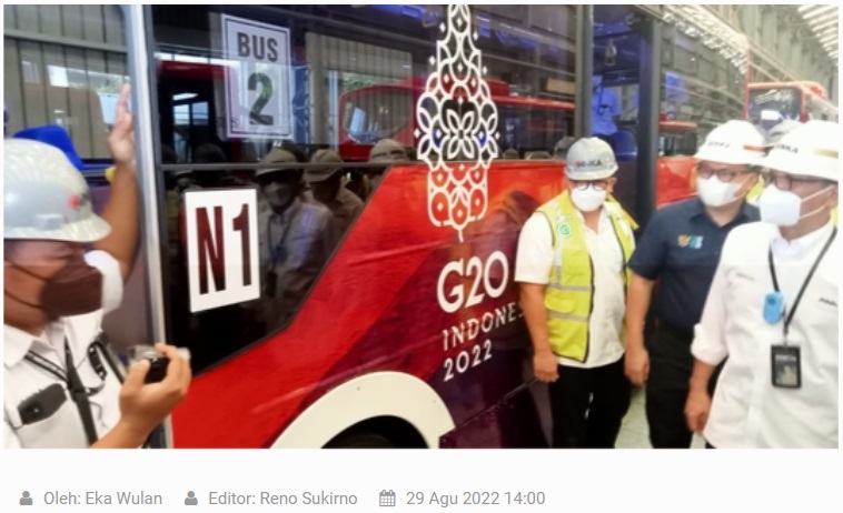 Jelang KTT G20, Wamen II BUMN Uji Coba Bus Listrik Merah Putih Buatan INKA