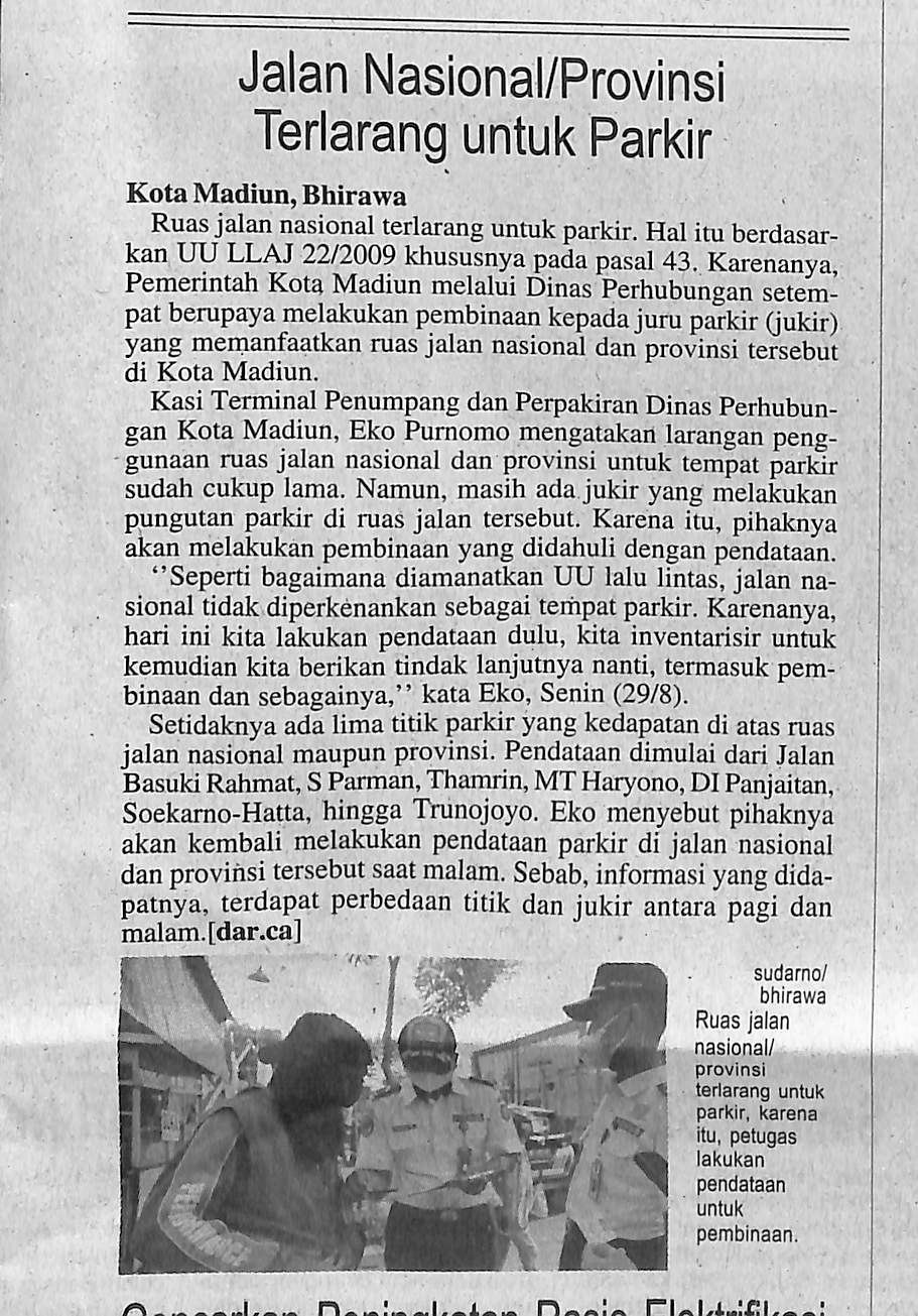 Jalan Nasional/Provinsi Terlarang Untuk Parkir