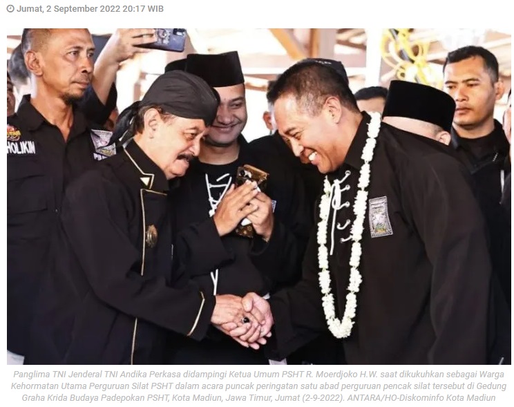Panglima TNI Andika Perkasa dikukuhkan jadi warga kehormatan utama PSHT