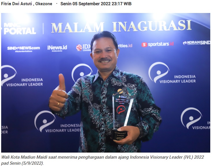 Hadirkan Berbagai Terobosan di Masa Pandemi, Wali Kota Madiun Raih Penghargaan IVL 2022