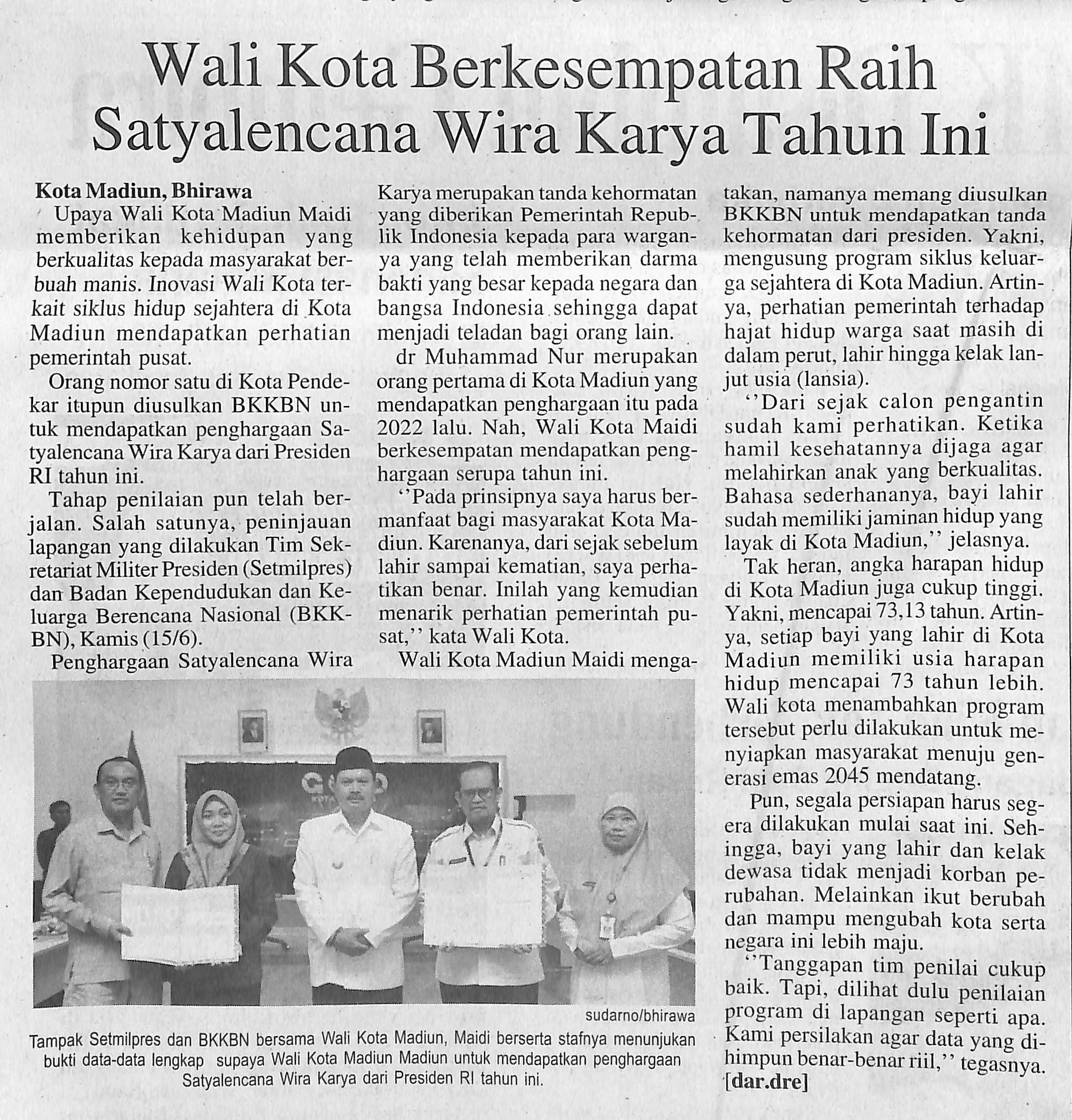 Wali Kota Berkesempatan Raih Satyalencana Wira Karya Tahun Ini
