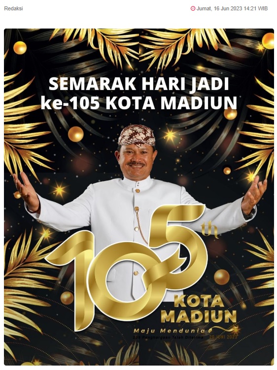 Hari Jadi ke-105 Kota Madiun, Ini Daftar Agenda Kegiatannya