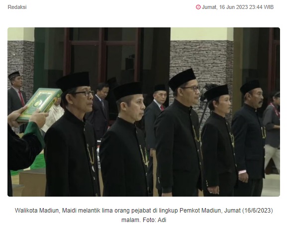 Walikota Madiun, Maidi Lantik Pejabat Strategis