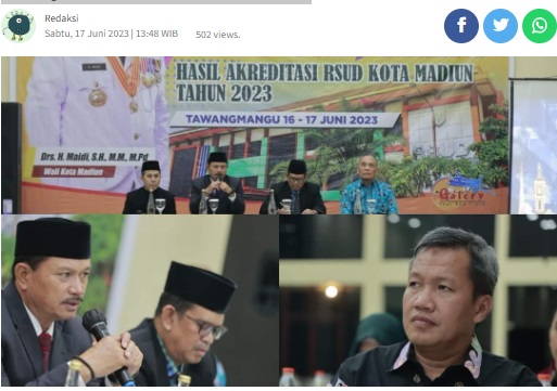 RSUD Kota Madiun Dapat Akreditasi Paripurna Dari Kemenkes