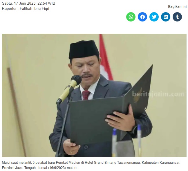 Walikota Madiun Segera Lelang Jabatan Asisten I dan Kepala DLH