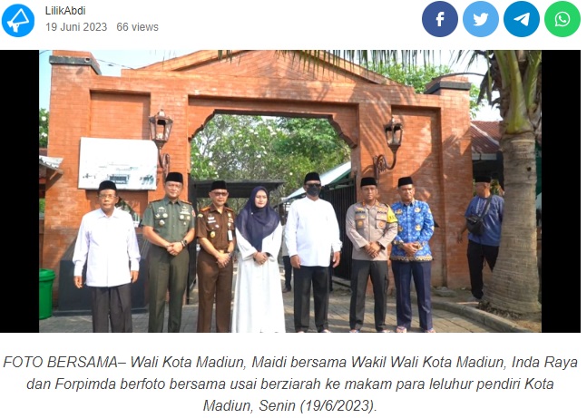Jelang Hari Jadi Ke-105, Wali Kota Madiun dan Forpimda Ziarah Ke Makam Leluhur