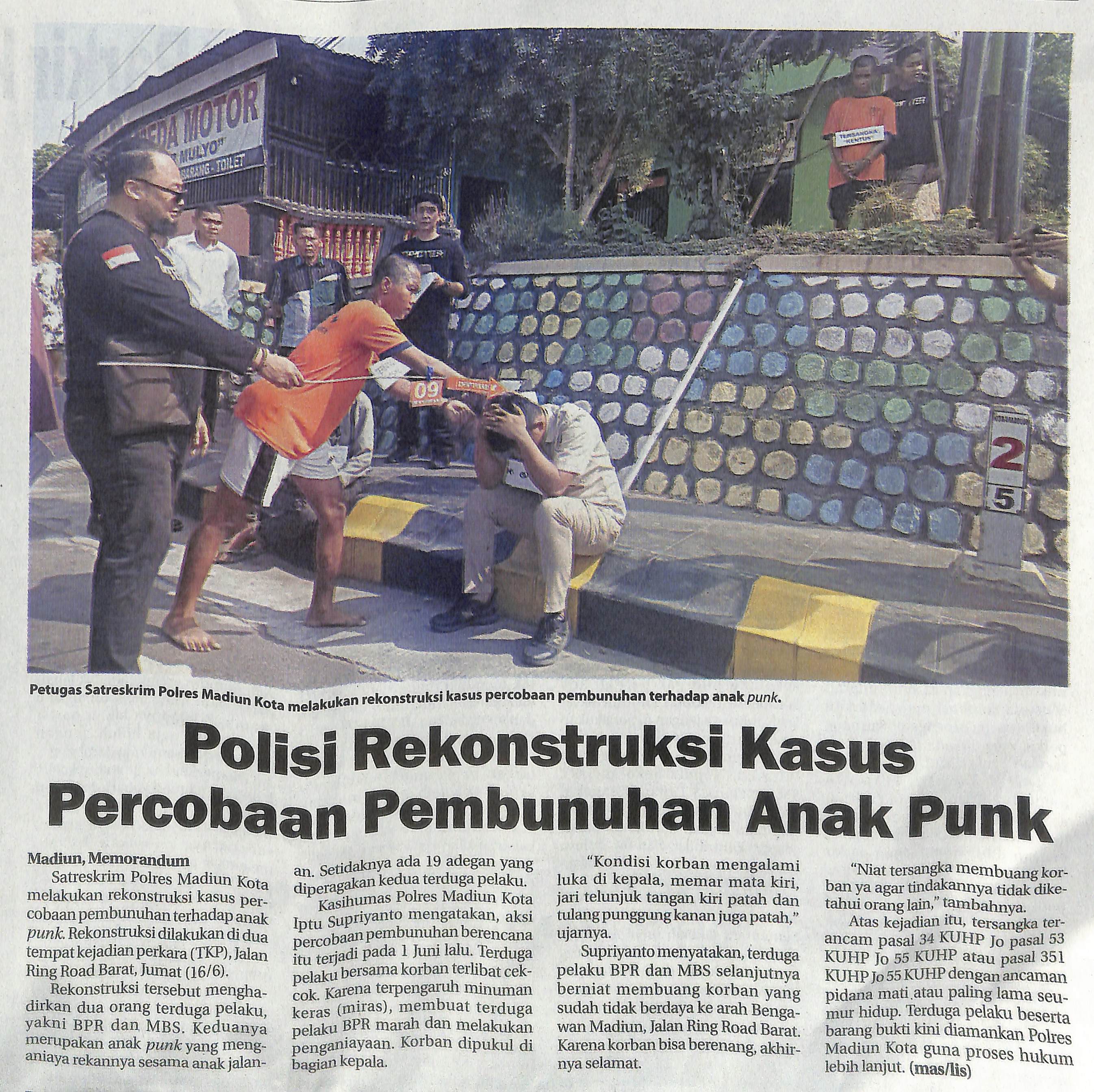 Polisi Rekontruksi Kasus Percobaan Pembunuhan Anak Punk
