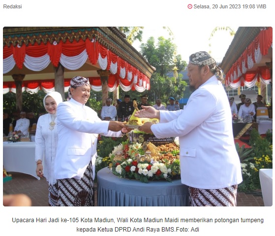 Upacara Hari Jadi ke-105, Wali Kota Madiun Ajak Tingkatkan Pembangunan
