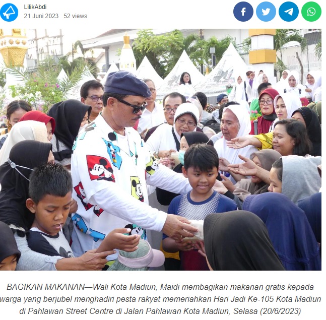 Pesta Rakyat Hari Jadi Ke-105 Kota Madiun Berlangsung Meriah Tidak Sampai Satu Jam, 30 Ribu Makanan Gratis Ludes