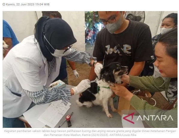 DKPP Kota Madiun beri vaksin rabies gratis hewan piaraan warga