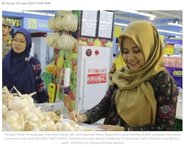 Dinas Perdagangan Kota Madiun pantau stok pangan di toko swalayan