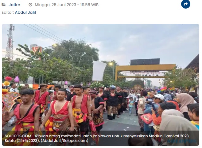 Meriah! Ribuan Manusia Padati Madiun Carnival 2023 di Jalan Pahlawan
