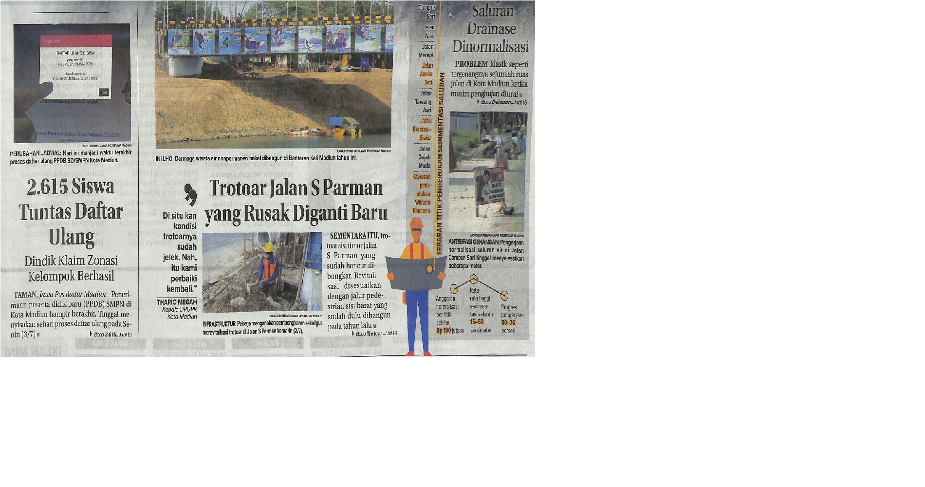 Trotoar Jalan S Parman yang Rusak Diganti Baru