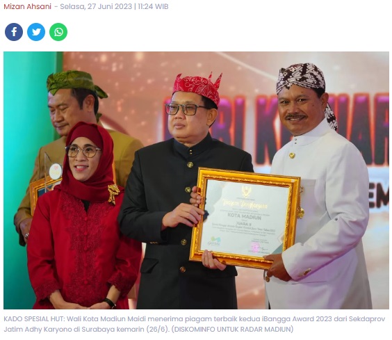 Kado Istimewa Hari Jadi, Kota Madiun Runner-up iBangga Award