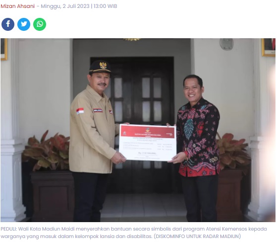 Peduli Lansia–Disabilitas, Kemensos Beri Program Atensi, Pemkot Bagikan BLTD