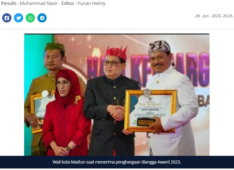 Kota Madiun Kembali Raih Prestasi, Kali Ini Juara Dua iBangga Award 2023