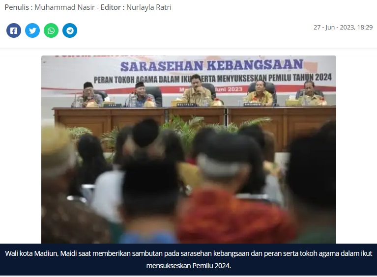 Wali Kota Madiun Harapkan Peran Serta Tokoh Agama Dalam Sukseskan Pemilu 2024
