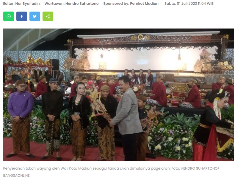 Stop Rokok Ilegal, Pemkot Madiun Adakan Wayangan Kenalkan 5 Dalang Lokal