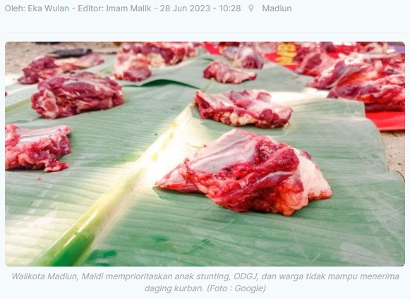 Pemkot Madiun Bagikan Daging Kurban untuk Anak Stunting