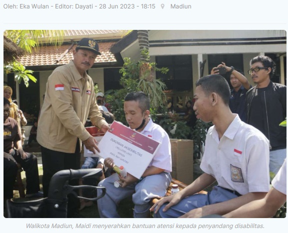 Disabilitas dan Lansia Kota Madiun dapat Bantuan Atensi dari Pemerintah