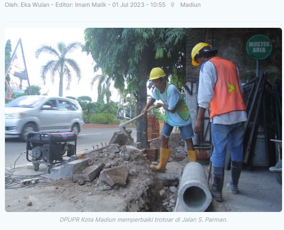 Trotoar Jalan S. Parman Kota Madiun Dipermak