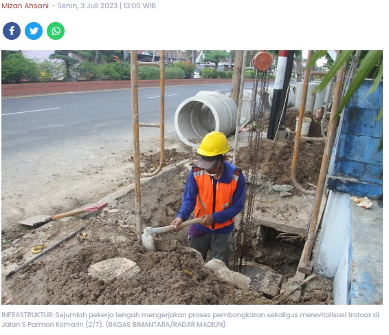 Kepala DPUPR Kota Madiun: Trotoar Jalan S Parman yang Rusak Diganti Baru