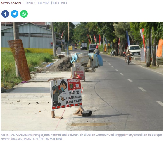 Delapan Saluran Drainase di Kota Madiun Dinormalisasi