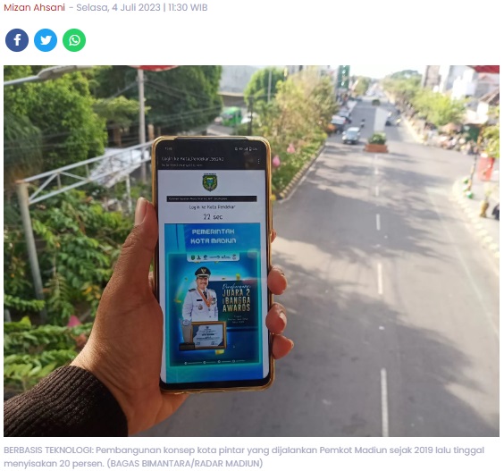Kota Madiun Menuju Smart City, Realisasi Konsep Sentuh 80 Persen