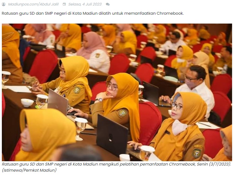 Gandeng Google Indonesia, Pemkot Madiun Latih Ratusan Guru Manfaatkan Chromebook